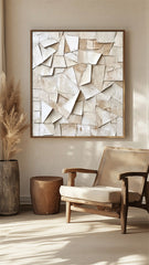 Shattered Harmony-Beige Abstract Textured Painting for Modern & Minimalist Interiors