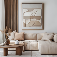 Beige Minimalist Textured Oil Painting