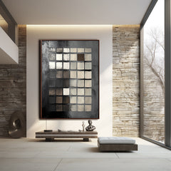 Geometric Harmony – Bold Black & White Abstract Painting for Modern Interiors