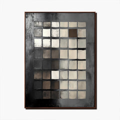 Geometric Harmony – Bold Black & White Abstract Painting for Modern Interiors