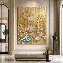 Wisteria Swan Pavilion – Ornate Gold Garden Wall Art