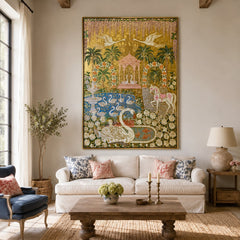 Royal Swan Conservatory – Ornate Gold Botanical Wall Art