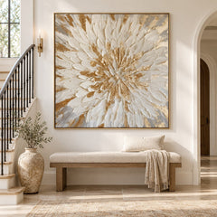 Ivory Petal Radiance – Luxury Floral Textured Wall Art