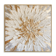 Ivory Petal Radiance – Luxury Floral Textured Wall Art hand-painted wall art
