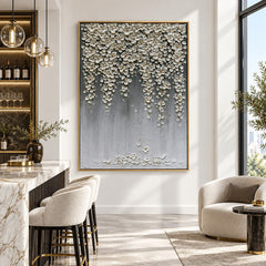 Pearl Blossom Veil – Luxury Floral Textured Wall Art