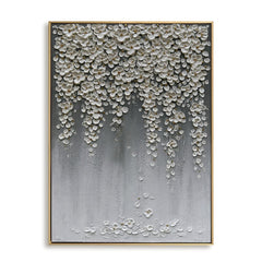Pearl Blossom Veil – Luxury Floral Textured Wall Art hand-painted wall art