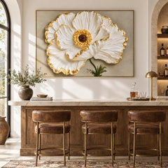 Golden Petal Elegance – Luxury Floral Textured Wall Art