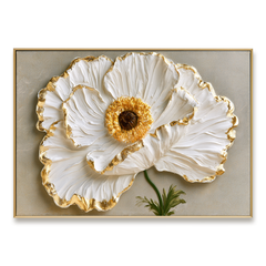 Golden Petal Elegance – Luxury Floral Textured Wall Art hand-painted wall art