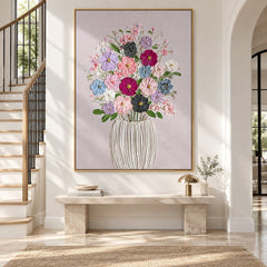 Blush Bouquet Bloom – Textured Floral Vase Wall Art