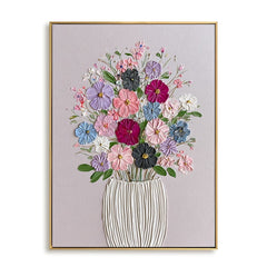 Blush Bouquet Bloom – Textured Floral Vase Wall Art hand-painted wall art