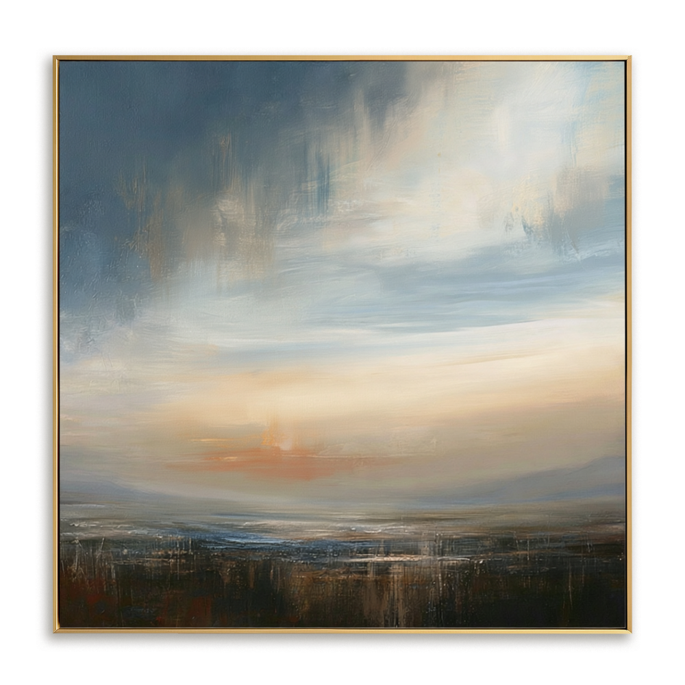 Misty Dusk Shoreline – Abstract Coastal Wall Art hand-painted wall art
