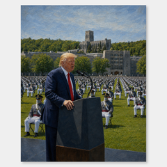 Commander in Chief oil painting, complete artwork on a light gray background
