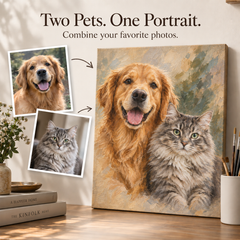 Custom Pet Portrait | Dog & Cat Lover Gifts | Personalized Oil Painting from Photo Horizontal