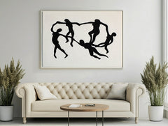 Dance Shadows-Textured Abstract Human Silhouette Painting – Modern Minimalist Wall Art