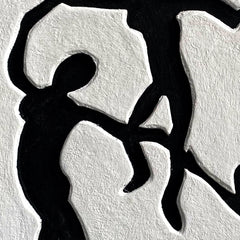 Dance Shadows-Textured Abstract Human Silhouette Painting – Modern Minimalist Wall Art