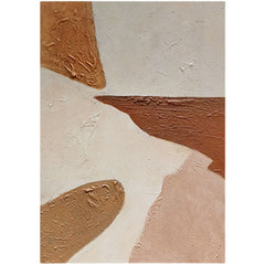 Minimalist Abstract Oil Painting: Brown & White Textured Wabi-Sabi Wall Art