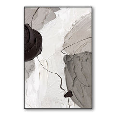 Minimalist Black & White Abstract Painting: Wabi-Sabi Textured Wall Art
