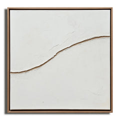 Tranquil Divide – Minimalist White Textured Abstract Painting for Modern Wabi-Sabi Decor