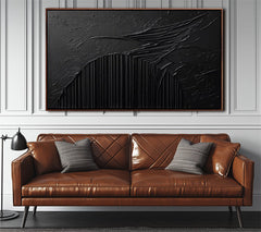 Black Depth – Monochrome Textured Abstract Painting for Contemporary Interiors