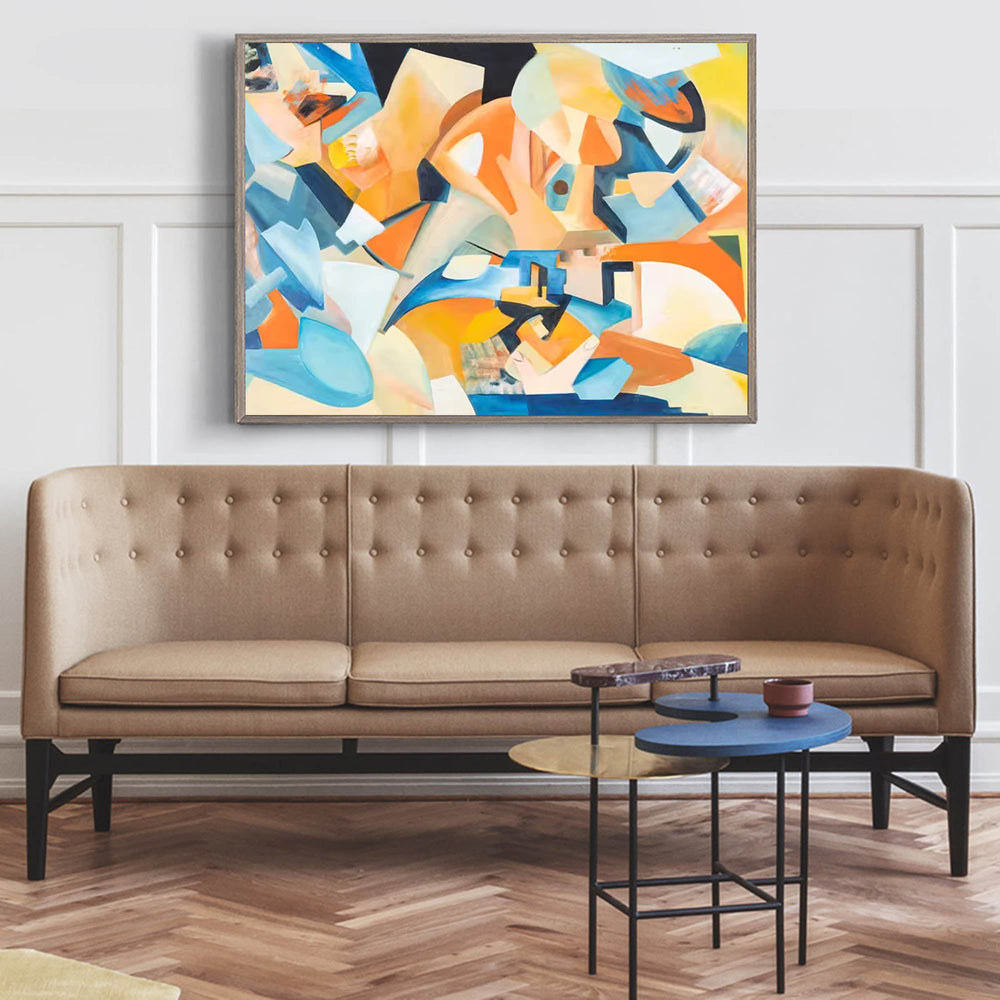 Original Abstract Oil Painting On Canvas Geometric Painting Living Room Wall Art Decor