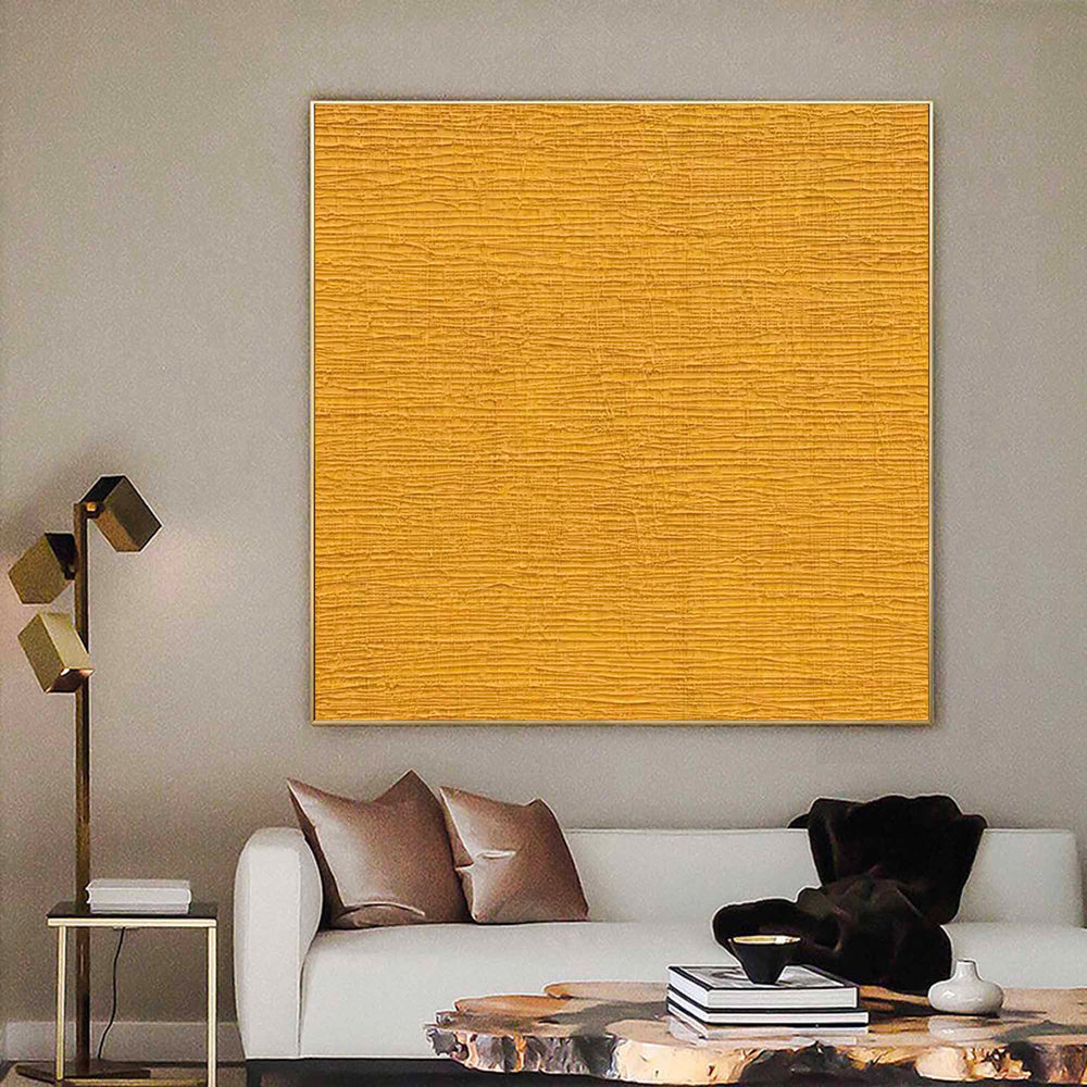 Large Texture Wall Art Modern Yellow Abstract Acrylic Painting on Canvas Original Minimalist Art for Living Room