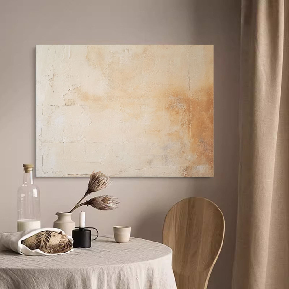 Large Beige Minimalist Abstract Acrylic Painting Framed Original Wall Art Texture Abstract Oil Painting Living Room Decor