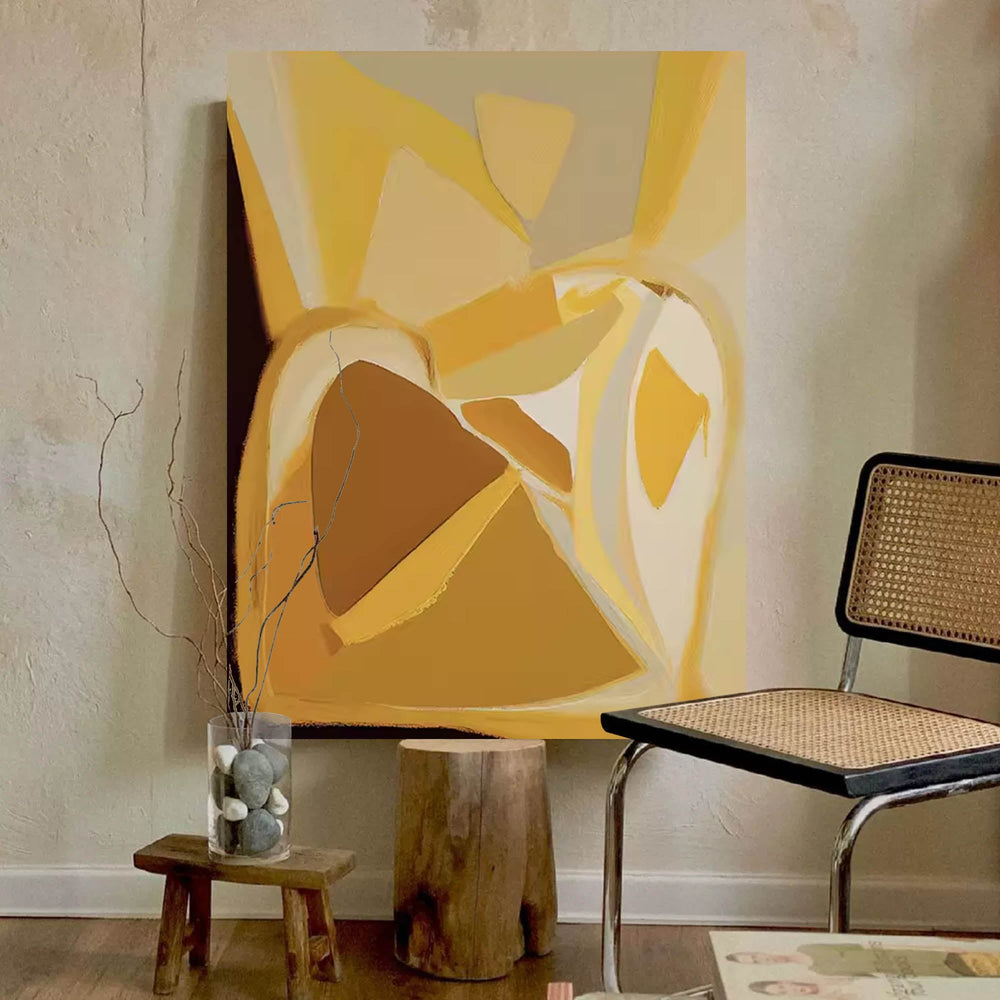 Large Minimalist Yellow Painting Abstract Wall Art Minimalist Textured Painting Yellow Abstract Canvas Art Bedroom Wall Decor