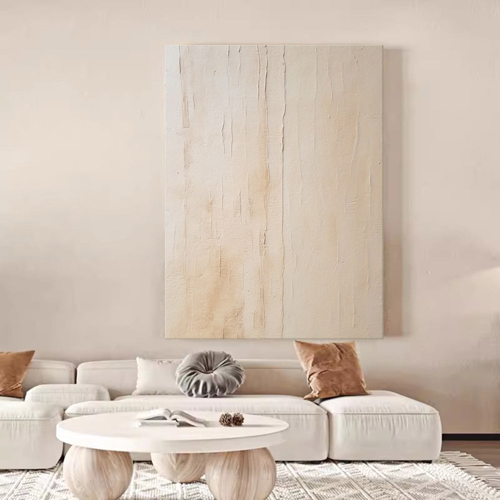 Texture Beige Minimalist Oil Painting On Canvas Large Abstract Original Vintage Wall Art Home Decor