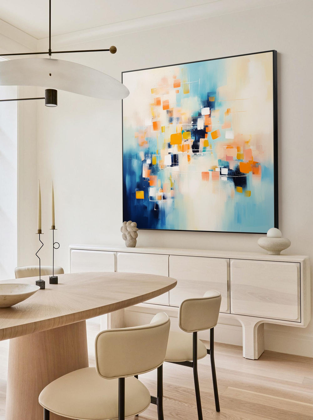Modern Wall Art Original Abstract Oil Painting On Canvas Large Blue And Yellow Acrylic Painting Home Decor