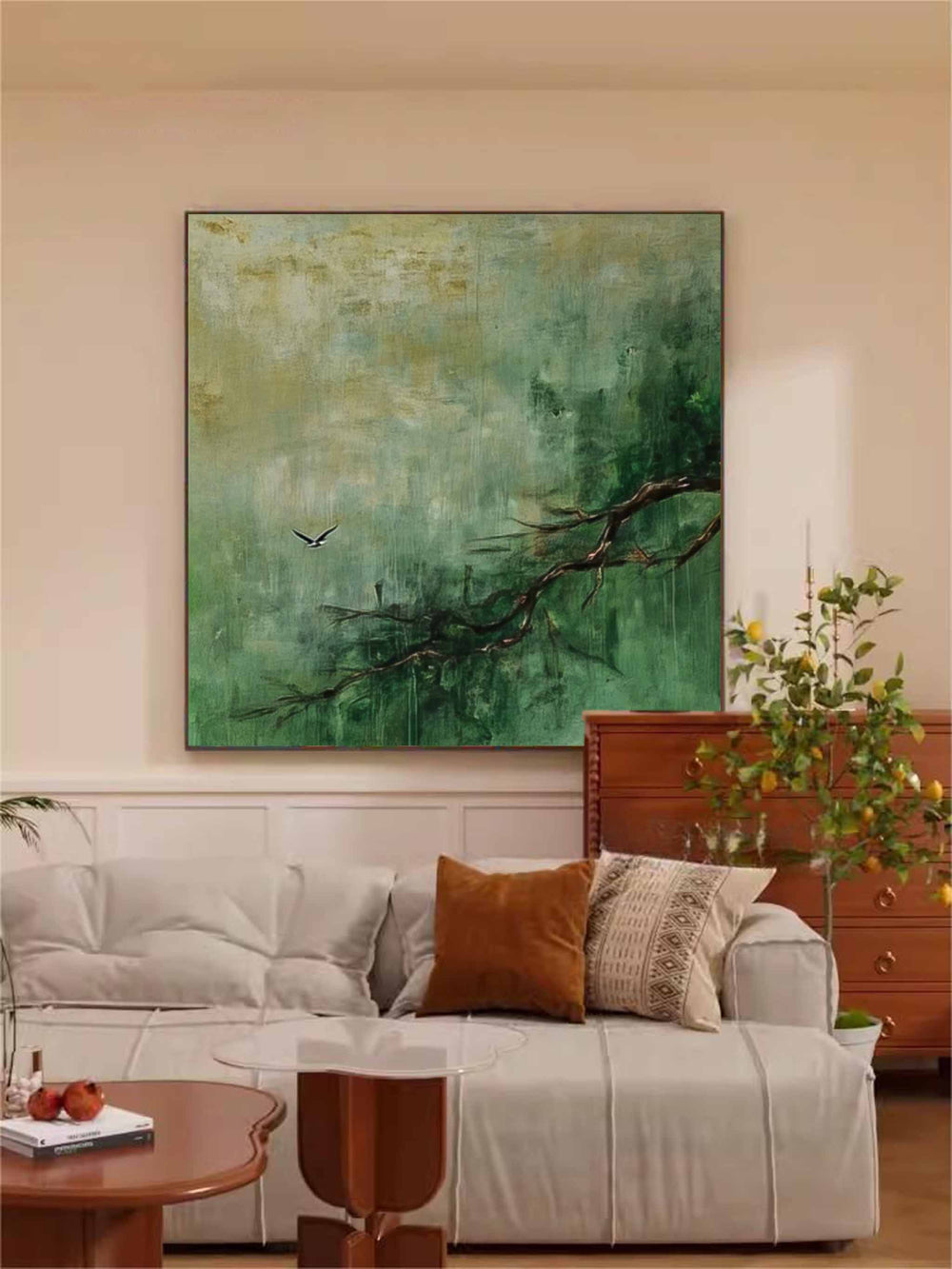 Large Abstract Forest Oil Painting on Canvas Modern Green Tree Wall Art Original Nature Landscape Artwork