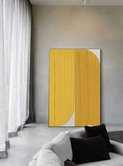 Bright Yellow Original Wall Art Texture Minimalist Oil Painting On Canvas Large Abstract acrylic painting For Living Room