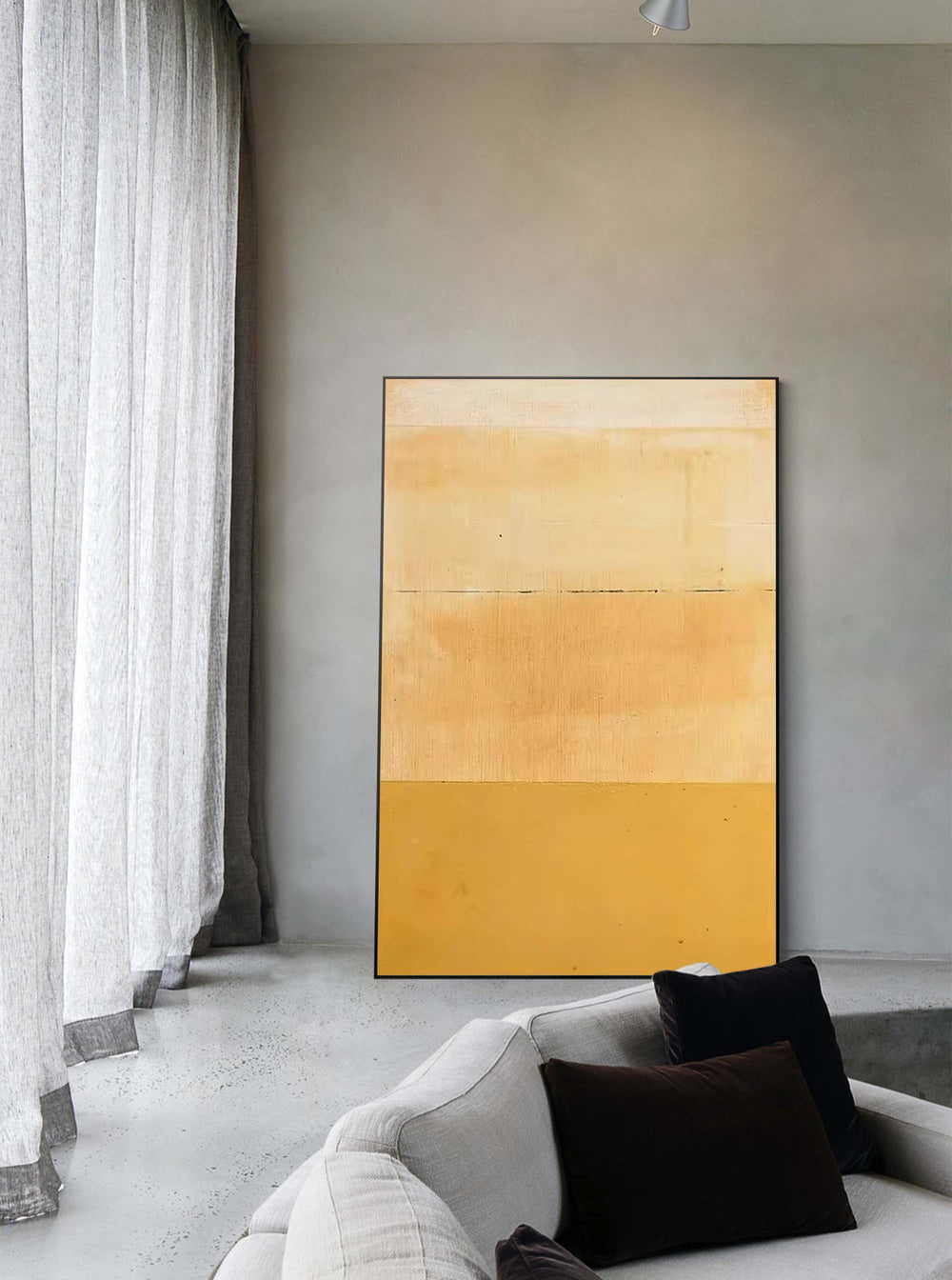 Yellow Abstract Wall Art Canvas With Frame Oil Painting Large Minimalist Oil Painting  Home Decor