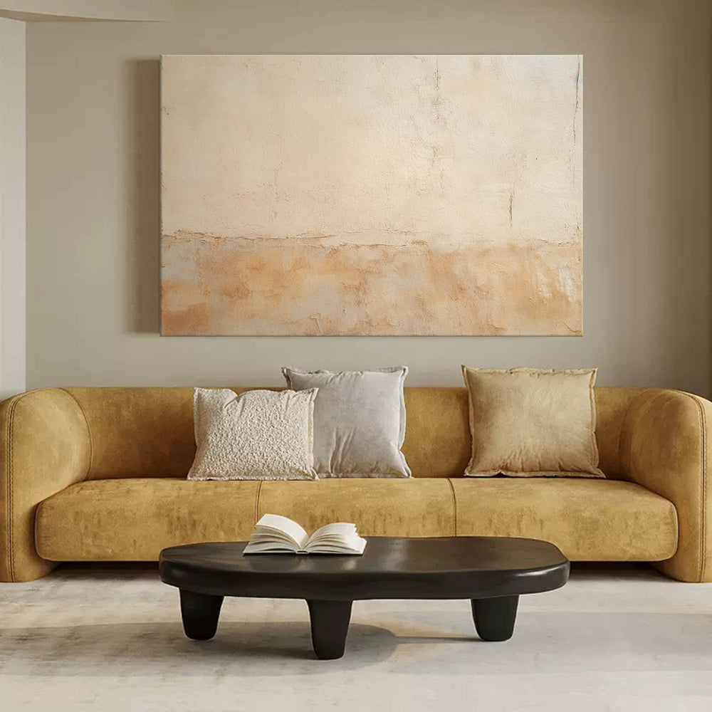 Original Beige Minimalist Abstract Acrylic Painting Large Wall Art Modern Texture Abstract Oil Painting Home Decor