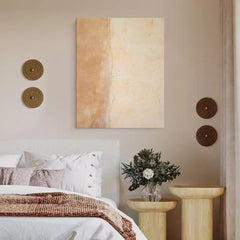 Beige and Yellow Minimalist Wall Art Canvas Framed Oil Painting Abstract Large Vintage Oil Painting Home Decor
