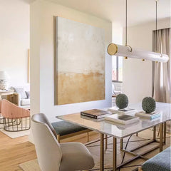 Beige Minimalist Wall Art Canvas With Frame Oil Painting Abstract Large vintage  Oil Painting For Living Room
