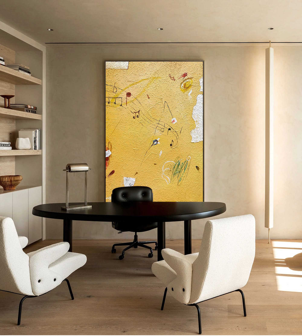 Minimalist Bright Yellow Wall Art Graffiti Painting Yellow Wall Decor Extra Large Minimalist Style Abstract Painting