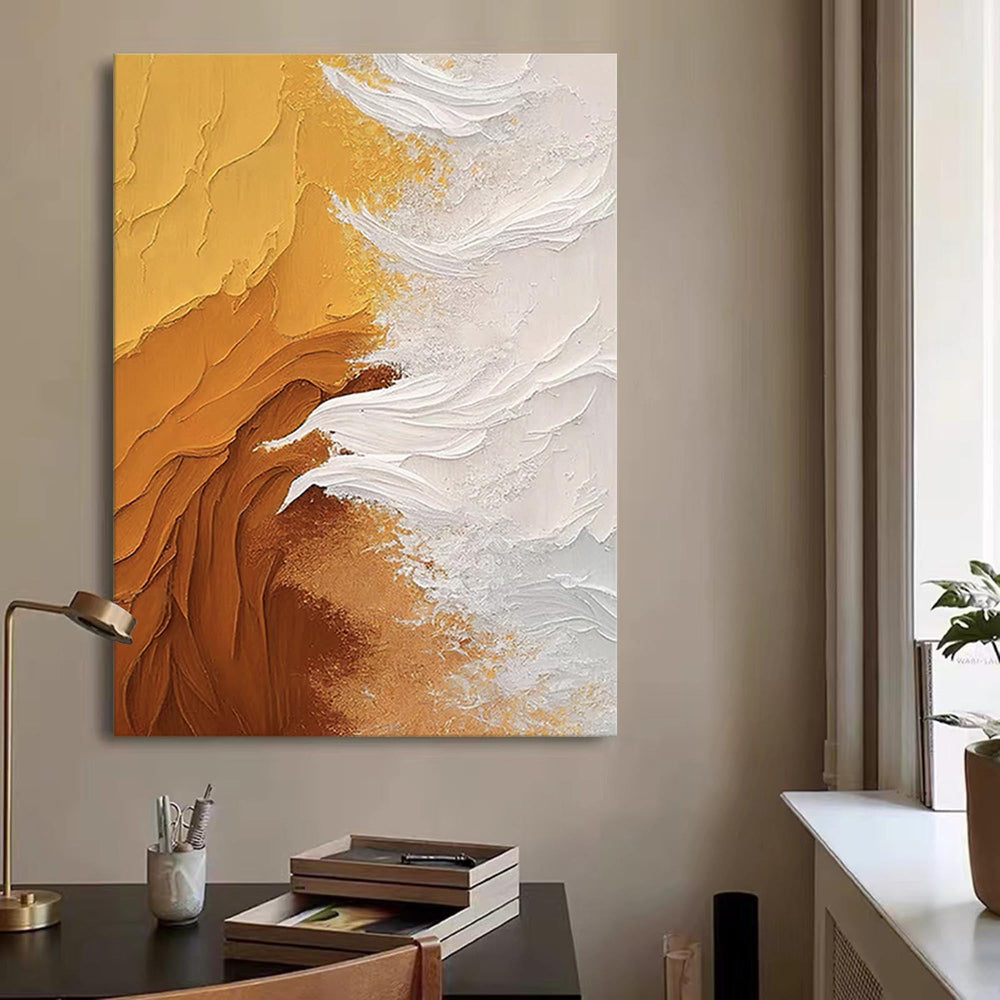 Yellow Modern Texture Oil Painting On Canvas Original Abstract Wall Art Large Texture Oil Painting Home Decor