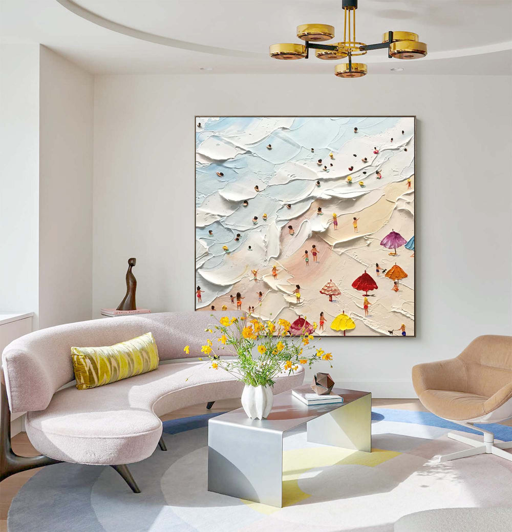 Sea And Beach Oil Painting Original Abstract Seascape Art Oil Painting On Canvas Bedroom Wall Decor