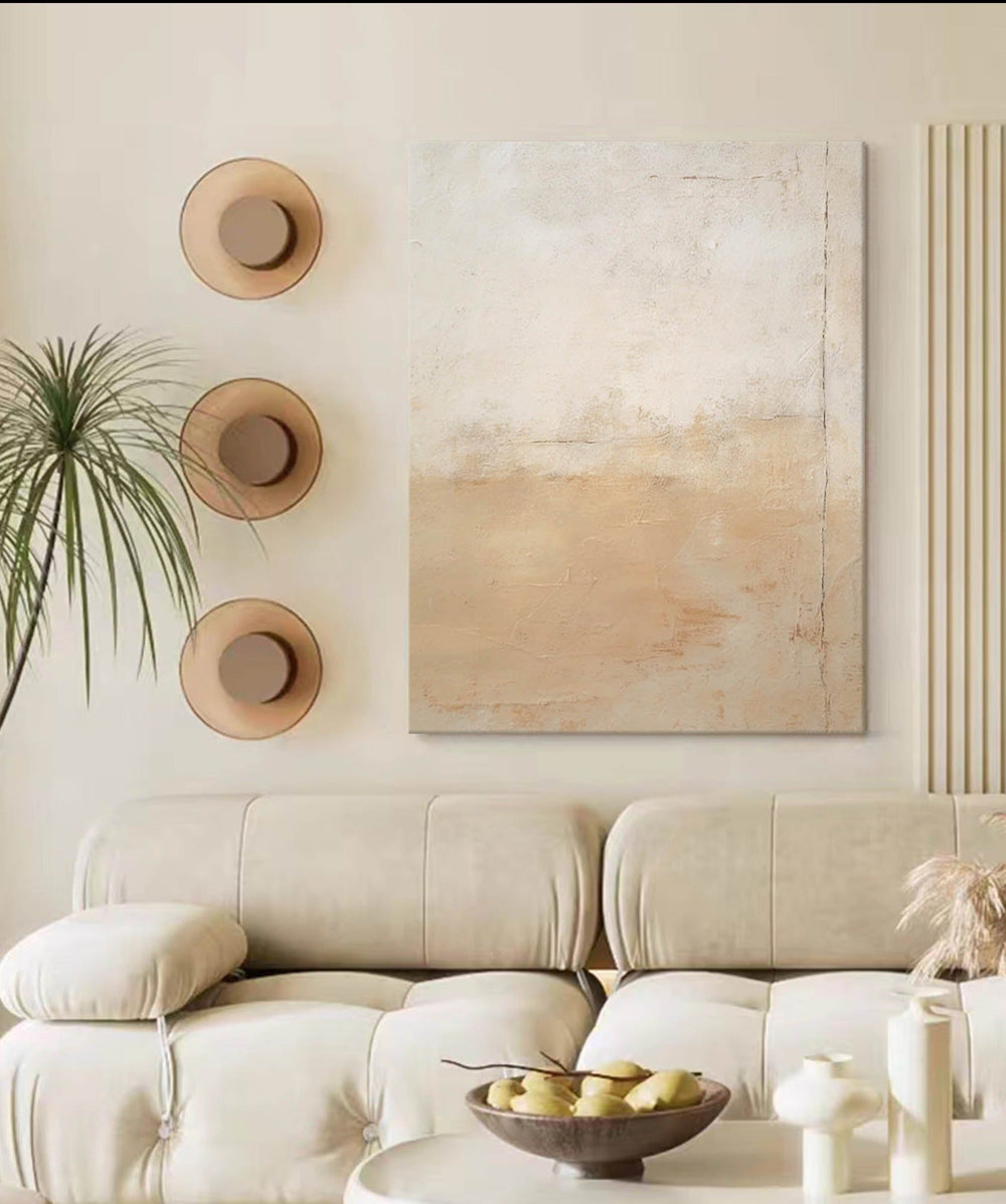 Beige Abstract Minimalist Wall Art Abstract impressionism Art Large Acrylic Abstract Artwork