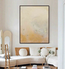 Gold Abstract Wall Art Canvas With Frame Oil Painting Large vintage Minimalist Oil Painting For Living Room