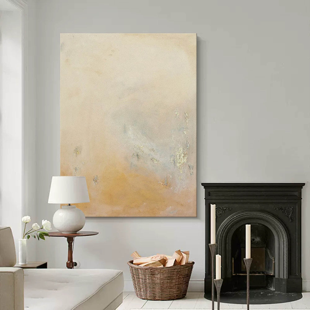 Gold Abstract Wall Art Canvas With Frame Oil Painting Large vintage Minimalist Oil Painting For Living Room