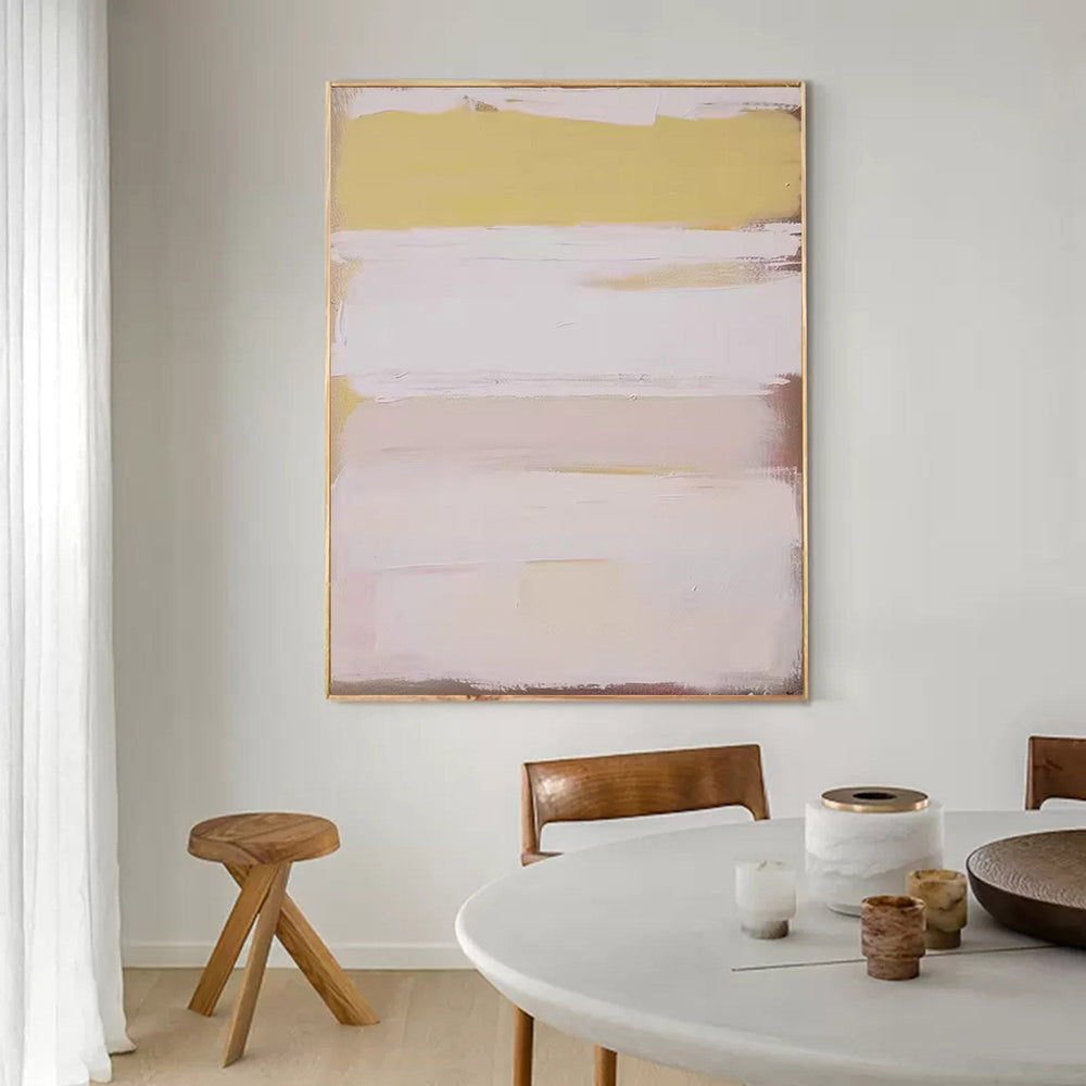 Large Minimalist Yellow White Painting Wall Art Abstract Texture Painting Yellow Minimalist Canvas Art