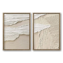 Wabi-Sabi Layers: Beige Serenity-Textured Abstract Diptych Wall Art