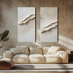 Rift – Textured Abstract Minimalist Diptych Painting for Contemporary Interiors
