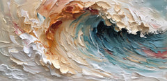 Dreamtide-Textured Abstract Vertical Wall Art: Swirling Beige, Orange – Textured Seascape Wall Art
