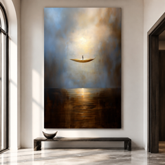 Solitude Voyage – Calming Abstract Minimalist Oil Painting for Modern Interiors