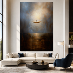 Solitude Voyage – Calming Abstract Minimalist Oil Painting for Modern Interiors