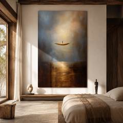 Solitude Voyage – Calming Abstract Minimalist Oil Painting for Modern Interiors