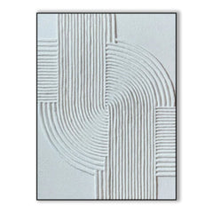 Echo of Silence-Minimalist White Wabi Sabi Abstract Art: Textured Line Painting