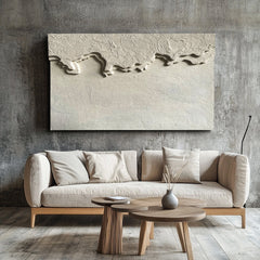 Erosion-Wabi-Sabi Beige Textured Oil Painting – Handcrafted Minimalist Wall Art